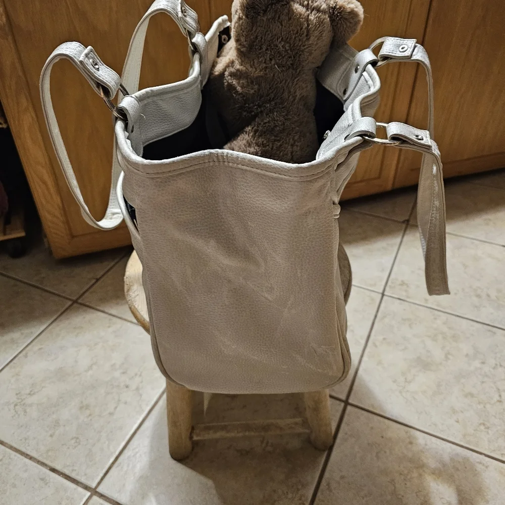 Petote large dog carrier. Metallic cream color
